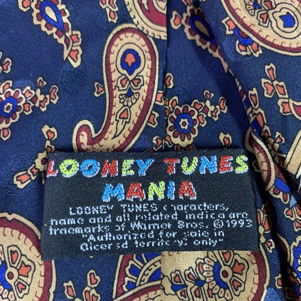 Vintage Looney Tunes Mania Tie Lot Men Set of 4 Marvin Martian Taz Bugs 90s Silk